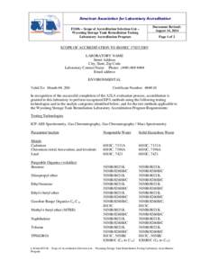 American Association for Laboratory Accreditation F210b – Scope of Accreditation Selection List – Wyoming Storage Tank Remediation Testing Laboratory Accreditation Program  Document Revised: