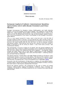 EUROPEAN COMMISSION  PRESS RELEASE Brussels, 18 January[removed]European Capital of Culture: Commissioner Vassiliou