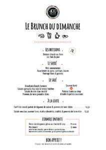 Le Brunch du dimanche Les boissons 23€  Boisson chaude au choix