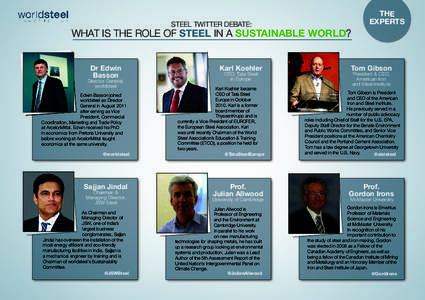 STEEL TWITTER DEBATE:  THE EXPERTS  WHAT IS THE ROLE OF STEEL IN A SUSTAINABLE WORLD?