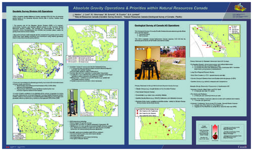 Absolute Gravity Operations & Priorities within Natural Resources Canada Geodetic Survey Division AG Operations 1 GSD’s Canadian Spatial Reference System operates FG5-236 from its absolute gravity facility at the Canad