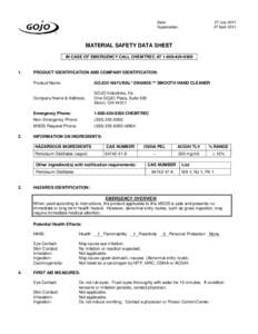 Occupational safety and health / Industrial hygiene / Environmental law / Safety engineering / Material safety data sheet / Datasheet / Gojo Industries / Potassium nitrate / Health / Documents / Safety