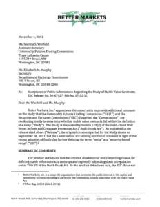 November 1, 2012 Ms. Sauntia S. Warfield Assistant Secretary Commodity Futures Trading Commission Three Lafayette Center 1155 21st Street, NW