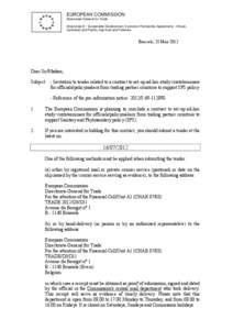 EUROPEAN COMMISSION Directorate-General for Trade Directorate D - Sustainable Development; Economic Partnership Agreements - African, Caribbean and Pacific; Agri-food and Fisheries  Brussels, 25 May 2012