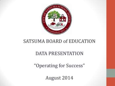 SATSUMA BOARD of EDUCATION DATA PRESENTATION “Operating for Success” August 2014  Robert E. Lee Attendance