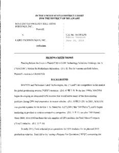 IN THE UNITED STATES DISTRICT COURT FOR THE DISTRICT OF DELAWARE M/A-COM TECHNOLOGY SOLUTIONS HOLDINGS, INC., Plaintiff, C.A. No[removed]LPS