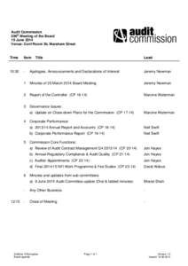 Audit Commission 296th Meeting of the Board 19 June 2014 Venue: Conf Room 3b, Marsham Street  Time