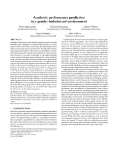 Academic performance prediction in a gender-imbalanced environment