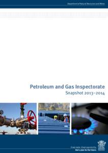 Department of Natural Resources and Mines  Petroleum and Gas Inspectorate Snapshot 2013–2014  Great state. Great opportunity.
