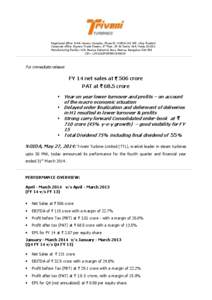 Registered office: A-44, Hosiery Complex, Phase-II, NOIDA[removed], Uttar Pradesh Corporate office: Express Trade Towers, 8th floor, 15-16 Sector 16A, Noida[removed]Manufacturing Facility: 12A, Peenya Industrial Area, Peen