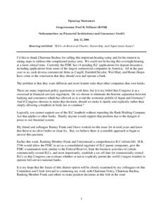 Federal Reserve System / Financial institution / Government / Financial regulation / Public administration / Bank regulation in the United States / Federal Deposit Insurance Corporation / Paul Gillmor