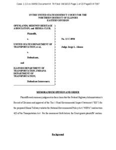 Case: 1:13-cvDocument #: 79 Filed: Page 1 of 23 PageID #:7397  IN THE UNITED STATES DISTRICT COURT FOR THE NORTHERN DISTRICT OF ILLINOIS EASTERN DIVISION OPENLANDS, MIDEWIN HERITAGE )