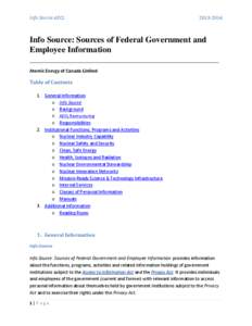 Info Source: Sources of Federal Government and Employee Information