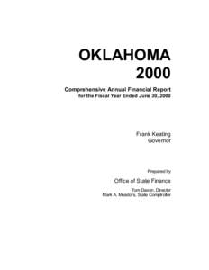 OKLAHOMA 2000 Comprehensive Annual Financial Report for the Fiscal Year Ended June 30, 2000  Frank Keating