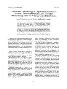 Experimental and Clinical Psycho pharmacology[removed]Vol. 2, No. 3, [removed]In the public domain  Comparative Epidemiology of Dependence on Tobacco,