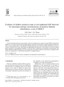 Nuclear Instruments and Methods in Physics Research B±352  Evidence of shallow positron traps in ion-implanted InP observed by maximum entropy reconstruction of positron lifetime distribution: a test of M