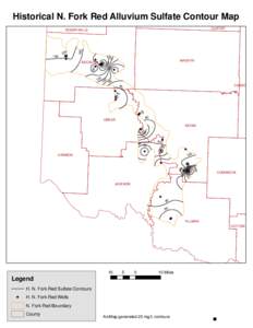 Historical N. Fork Red Alluvium Sulfate Contour Map CUSTER BECKHAM  WASHITA