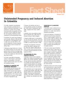 Fact Sheet: Unintended Pregnancy and Induced Abortion in Colombia