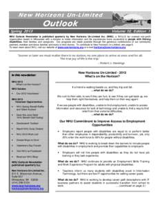 New Horizons Un-Limited  Outlook Spring[removed]Volume 10, Edition 1