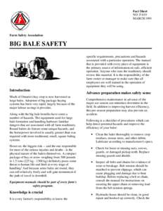 Fact Sheet NO: F-019 MARCH 1991 Farm Safety Association