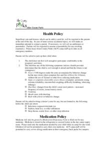 Allen County Parks H and Rx Policies
