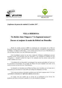 Conférence de presse du vendredi 12 octobre[removed]VILLA HERMOSA