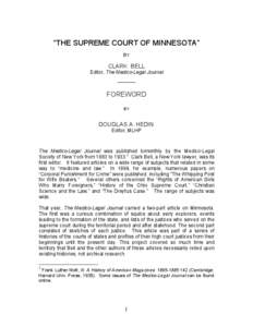 “THE SUPREME COURT OF MINNESOTA” BY CLARK BELL Editor, The Medico-Legal Journal