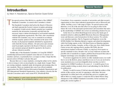 Special Section  I n t ro d u c t i o n Bulletin of the American Society for Information Science and Technology – October/November 2008 – Volume 35, Number 1  by Mark H. Needleman, Special Section Guest Editor