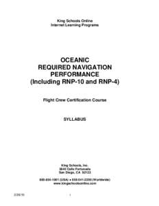 King Schools Online Internet Learning Programs OCEANIC REQUIRED NAVIGATION PERFORMANCE