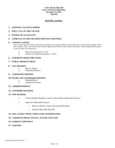 CITY OF HAMILTON CITY COUNCIL MEETING December 16, 2014 7:00 PM  MEETING AGENDA