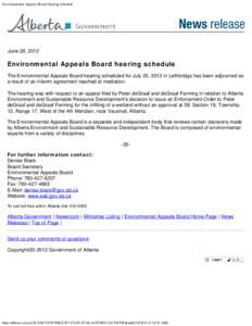 Environmental Appeals Board hearing schedule