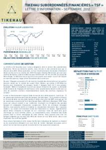 TIKEHAU SUBORDONNÉES FINANCIÈRES « TSF » LETTRE D’INFORMATION – SEPTEMBRE 2012 OBJECTIF :  ÉVOLUTION VALEUR LIQUIDATIVE