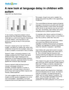 A new look at language delay in children with autism