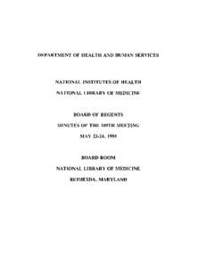DEPARTMENT OF HEALTH AND HUMAN SERVICES  NATIONAL INSTITUTES OF HEALTH NATIONAL LIBRARY OF MEDICINE  BOARD OF REGENTS