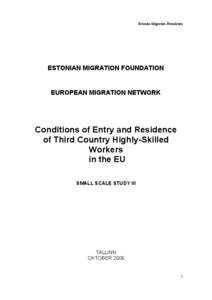 Estonian Migration Foundation  ESTONIAN MIGRATION FOUNDATION EUROPEAN MIGRATION NETWORK