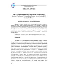 Journal of Identity and Migration Studies Volume 1, number 1, 2007 RESEARCH ARTICLES  The ICTs Implication on the Construction of Immigrants’