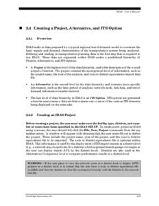 IDAS – User’s Manual©  n 2.4 Creating a Project, Alternative, and ITS Option[removed]Overview
