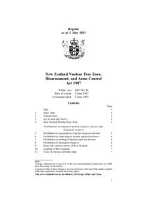 International security / Law / New Zealand Nuclear Free Zone /  Disarmament /  and Arms Control Act / Nuclear proliferation / Arms control / Nuclear-free zone / Nuclear Non-Proliferation Treaty / Disarmament / Weapon of mass destruction / International relations / Peace / Nuclear weapons