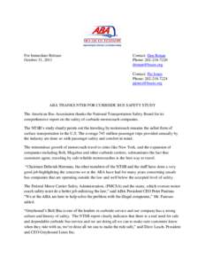 For Immediate Release October 31, 2011 Contact: Dan Ronan Phone: [removed]removed]