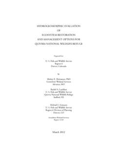 Contents, Executive Summary: Hydrogeomorphic Evaluation of Ecosystem Restoration and Management Options for Quivira National Wildlife Refuge