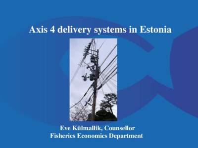 Axis 4 delivery systems in Estonia  Eve Külmallik, Counsellor Fisheries Economics Department  FLAGs SELECTION