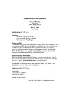 COMMISSIONERS’ PROCEEDINGS Regular Meeting Relocated to Lind, Washington May 18, 2005