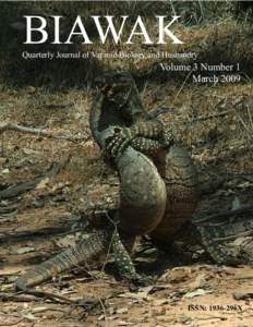 BIAWAK  Quarterly Journal of Varanid Biology and Husbandry Volume 3 Number 1 March 2009