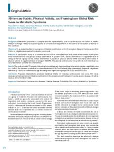 Original Article Alimentary Habits, Physical Activity, and Framingham Global Risk Score in Metabolic Syndrome