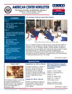 The American Center, 44 Galle Road, Colombo 3 Telephone: [removed]Telefax: [removed]Email: [removed] June – July 2014