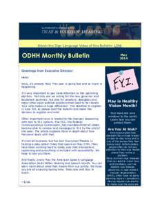 ODHH Monthly Bulletin - May 2014