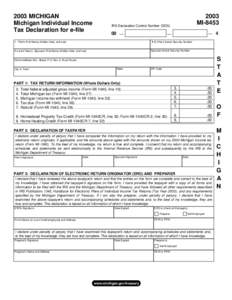 MI-8453, Michigan Individual Income Tax Declaration for e-file