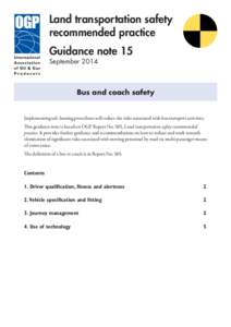 Land transportation safety recommended practice Guidance note 15 September[removed]Bus and coach safety
