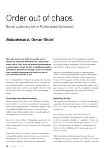 Order out of chaos Somali customary law in Puntland and Somaliland