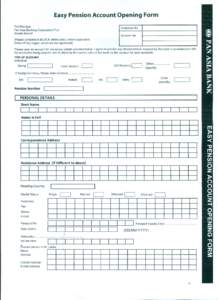 Easy Pension Account Opening Form The Manager Pan Asia Banking Corporation Borella Branch  Customer